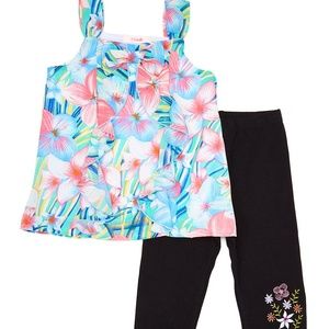 Floral Ruffle with Bow and Leggings